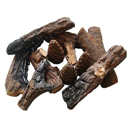 Petite Ceramic Wood Gas Fireplace Log Set - 9 Piece | Walmart Canada