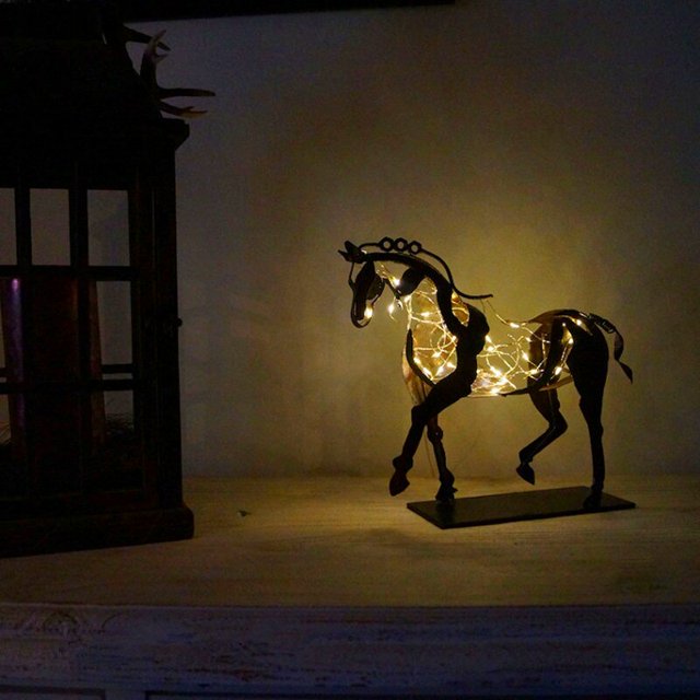 Modern Abstract Design Horse Sculpture Artwork Figurine Home Decoration Quality Handmade With String Lights Ornaments Xmas Giftwithout lightGERMANY He Qiyong unisex