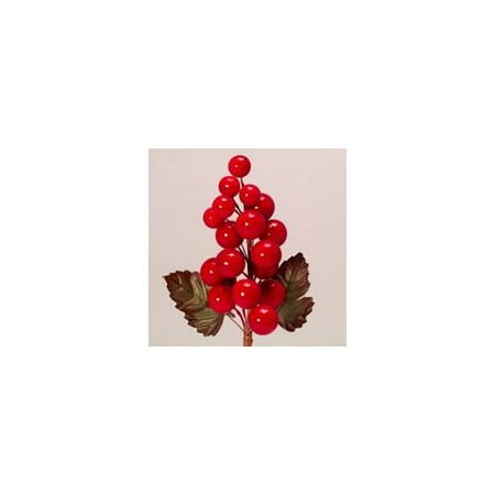 6" Ruby Red Artificial Holly Berry Cluster with Leaves Decorative Christmas Pick