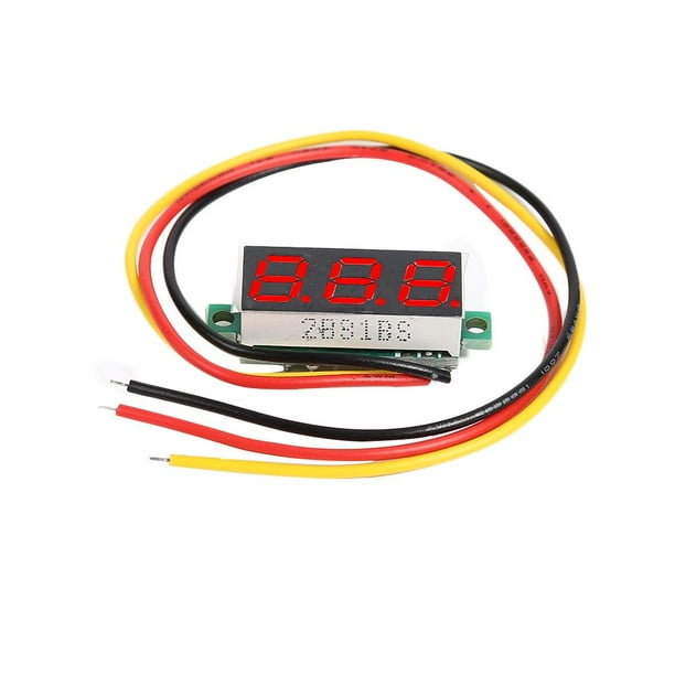 DC 0-100V 3 cables Mini medidor voltaje voltímetro pantalla LED (rojo)