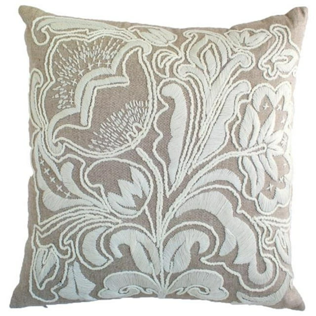 Indias Heritage C845 Hand Embroidered Pillow- Natural