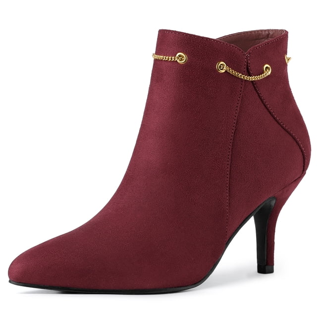 Unique Bargains Women's Pointy Toe Zipper Stiletto Heeled Ankle Booties