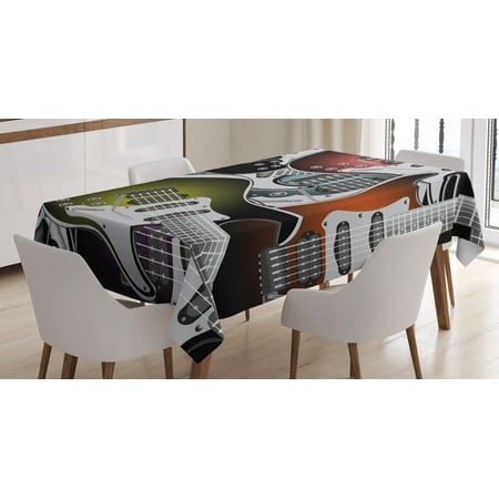 

Popstar Party Tablecloth Pile of Graphic Colorful Electric Guitars Rock Music Stringed Instruments Rectangular Table Cover for Dining Room Kitchen 60 X 90 Inches Multicolor by Ambesonne