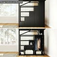 thumbnail image 2 of Full Size Metal Loft Bed with Storage Shelves, Cabinets and Wardrobe, Black, 2 of 17