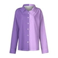 thumbnail image 4 of Long Sleeve Tops for Women Long Sleeve Lapel Collar Button Up L Loose Striped Printed Color Block Casual Shirt Tops,Purple,S, 4 of 4
