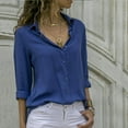 thumbnail image 2 of TAIAOJING Women's 3/4 Length Sleeve V-Neck Polo Shirts TopTurn-Down Business Regular Shirt, 2 of 7
