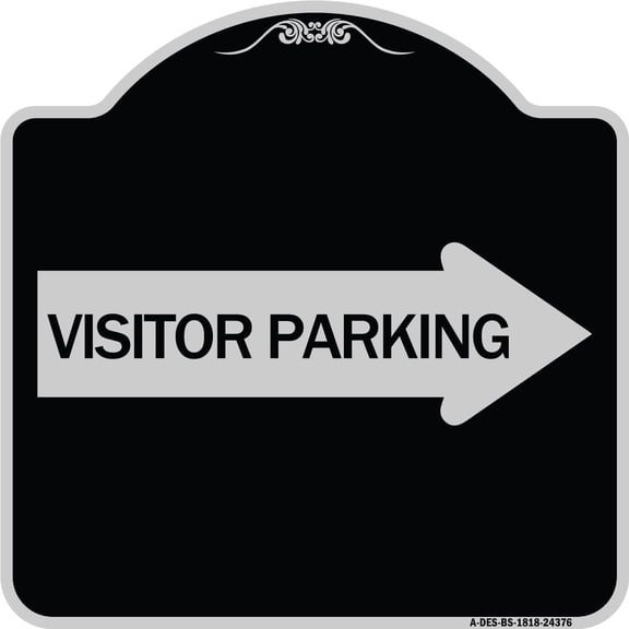 SignMission Designer Series Sign - Visitor Parking (With Right Arrow) | Black & Silver 18" X 18" Heavy-Gauge Aluminum Architectural Sign | Protect Your Business & Municipality | Made in
