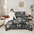 thumbnail image 4 of Homewish Boys Girls Gothic Skull Full Size Comforter Sets 3-Piece,Chic Floral Flowers Bedding Comforter Set,Bohemian Starry Sky Lightweight Bedding Sets,Microfiber Bedroom Decor,Reversible, 4 of 8