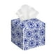 thumbnail image 1 of Balery Blue And White Flowers Porta Pañuelos de Cuero con Estampado – Funda Moderna Cuadrada para Caja de Pañuelos, Dispensador 5x5x5'', 1 of 7