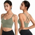 thumbnail image 4 of ZSQDM Womens Underwear Womens Back Sport Bras Padded Strappy Cropped Bras For Yoga Workout Fitness Low Impact Bras Green M, 4 of 5