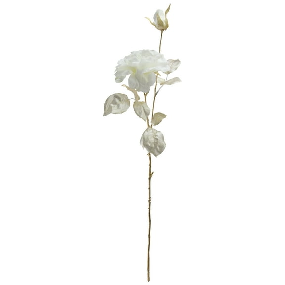 Northlight Long Stem Rose Artificial Spray - 26.5" - White and Gold