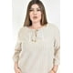 thumbnail image 4 of Vestido de lino a rayas Roman Fashion /Tallas Extras, 4085 (Líneas beige) beige 36, 4 of 7