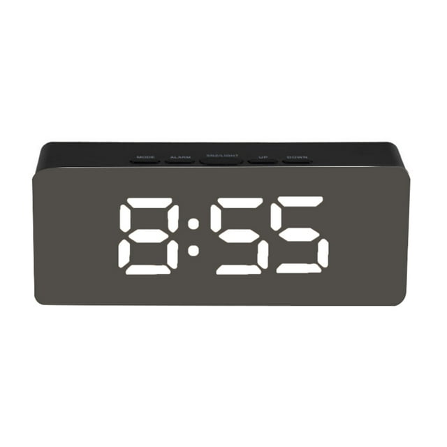 Maoww LED Digital Alarm Clock Temperature Desk Makeup Mirror Art Snooze Clock Bedroom Office DecorationRectangle
