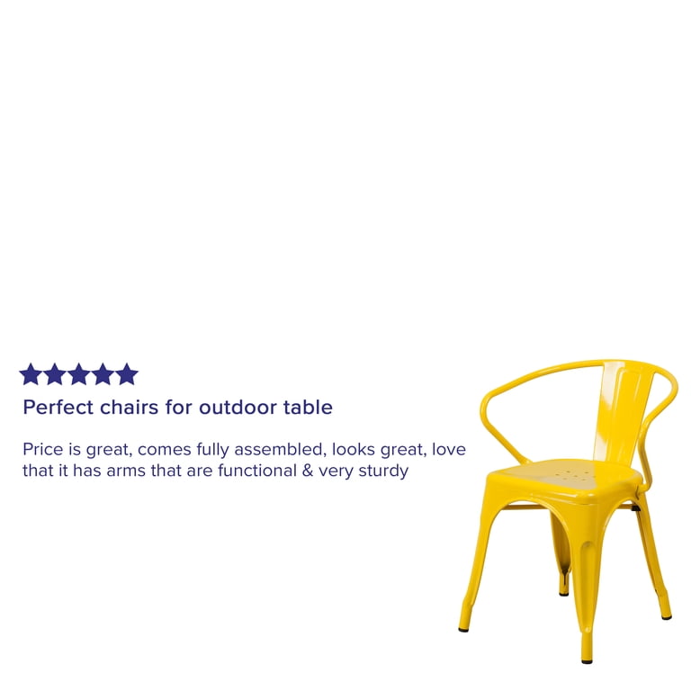 Flash Furniture Commercial Grade Yellow Metal Indoor-Outdoor Chair