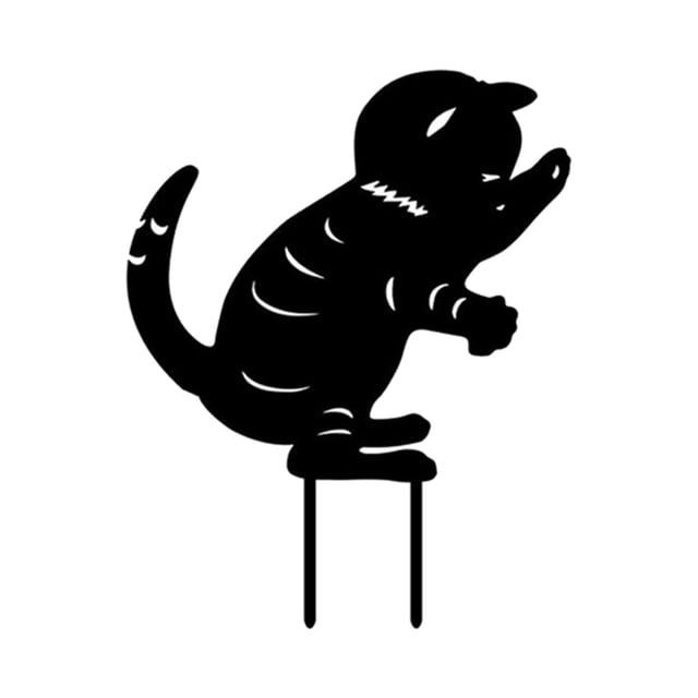 Silueta de gato negro en acrílico, estacas decorativas para jardín, césped A