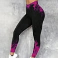 thumbnail image 2 of DeHolifer Women's Leggings High Waist Flame Printed Fitness Running Leggings Casual Fashion Tights Hot Pink M, 2 of 6