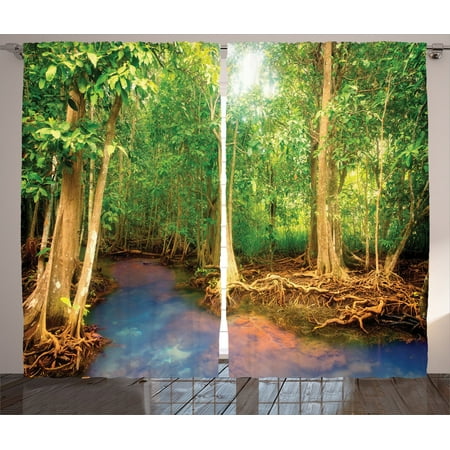 Rainforest Decorations Curtains 2 Panels Set Roots Of Mangrove Rainforest Decorations Curtains 2 Panels Set Roots Of Mangrove Trees With Turquoise Creek Asian Nature