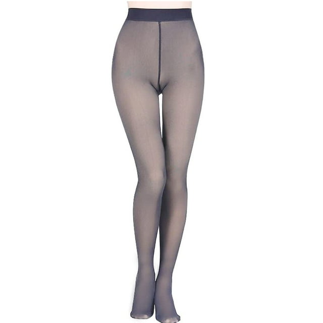 Mikilon Women Fake Translucent Warm Fleece Pantyhose Solid Coffee Original