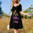 thumbnail image 4 of Vestido retro de manga corta con estampado de rayas blancas y negras para mujer, vestidos de falda de verano para mujer, vestido de verano 2025, 4 of 7