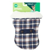 Vibrant Life Sherpa Dog Jacket, Blue Plaid, (XXS)