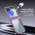 thumbnail image 6 of ELEHOLD for Samsung Galaxy Z Flip 5 Case, Slim Plating PC Transparent Hinge Protection Crystal Clear Case with Integrated Screen Protector for for Samsung Galaxy Z Flip 5,Purple, 6 of 7