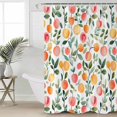 thumbnail image 2 of Extra Long Shower Curtain 72x96 Inch, Summer Fruits Shower Curtain Waterproof Bathroom Decor Orange Peach Green Botanical Spring Fabric Bath Curtain Set Accessories with Hooks, 2 of 6