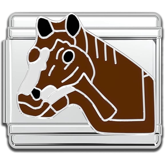 Fablinks Italian Bracelet Charms, 9mm Stainless Steel Charm Link for Women, Modular Jewelry Links for Men (Horse)