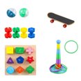thumbnail image 2 of Flmtop 9Pcs/Set Parrot Toy Kit Bite-resistant Interactive Wood Birds Block Puzzles Skateboard Toy for Pet, 2 of 7