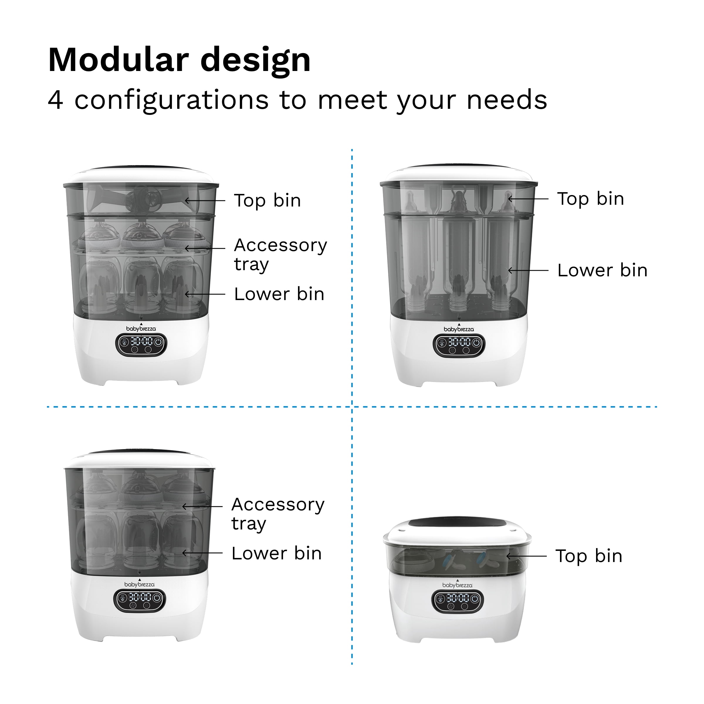 Baby Brezza Bottle Sterilizer and Dryer Advanced – 33% Faster - Largest Capacity Steam Sanitizer - Universal Sterilization Machine for All Bottles + Pump Parts - HEPA Air Filter