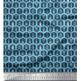 thumbnail image 1 of Soimoi Blue Silk Fabric Honeycomb Design & Designer Bottle Print Sewing Fabric Yard 42 Inch Wide, 1 of 1