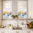 thumbnail image 3 of Gradient Color Curtain Valances Set Yellow to White Greyish Kitchen Curtains 24&nbsp;inch Length Rod Pocket Valance and Tiers 3 Piece Set Small Bedroom Bathroom Laundry Decor, 3 of 9