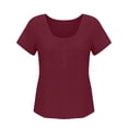 thumbnail image 4 of GUACER Short Sleeve Cotton Linen Tops for Women Floral Embroidery Casual U-Neck Blouses for Summer, 4 of 6