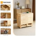 thumbnail image 5 of VINGLI Folding Dining Table Extendable Drop Leaf Foldable Table 5 Piece with 4 Chairs 2 Drawers and Wheels for Kitchen Space Saving，Natural, 5 of 9