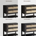 thumbnail image 5 of SICOTAS Nightstand for Small Spaces, Rattan Night Stands with 2 Drawers and Storage Shelf, Boho Bedside Table End Table for Bedroom Living Room Hallway,Black Oak, 5 of 11