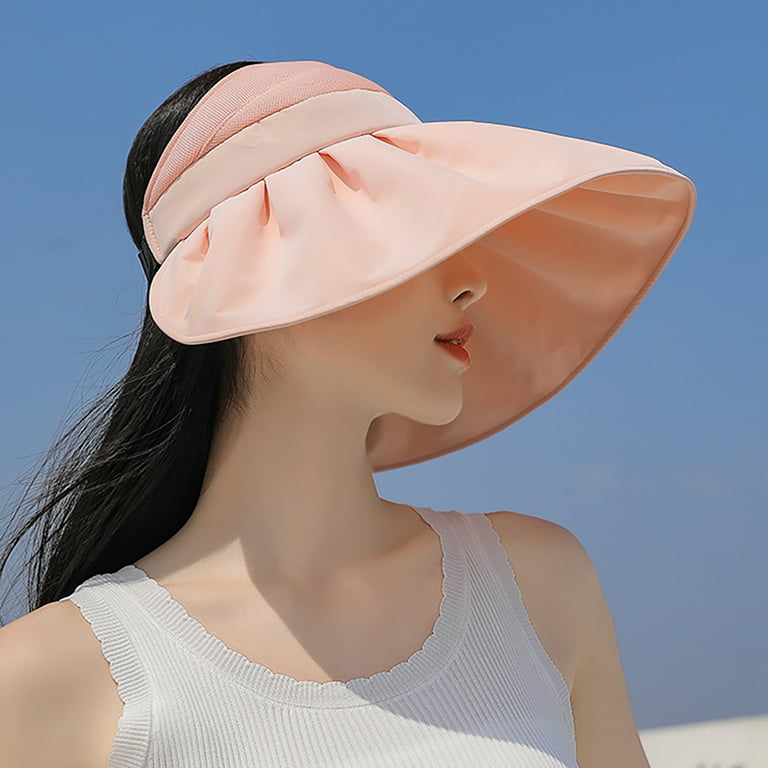 Sun Visors Foldable Sun Hats for Women with UV Protection Wide Brim Summer  Packable Shell Hat