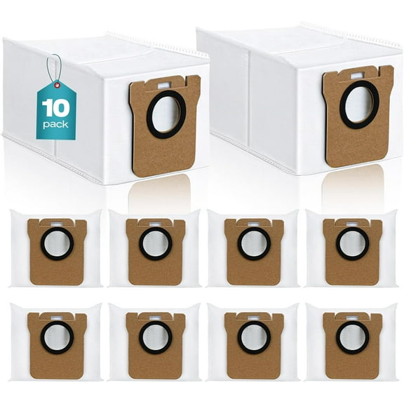 10 Pack Dust Bag Compatible with Dreametech L10s Ultra / L10 Ultra, for Dreame L20 Ultra Robot Vacuum Self-Emptying Base, 3L Large Capacity Auto-Seal Disposable Trash Replacement Bag Accessories