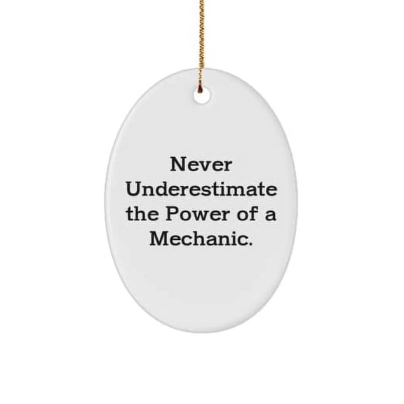 Cool Mechanic Gifts, Never Underestimate The Power of a Mechanic., Mechanic Oval Ornament from Coworkers