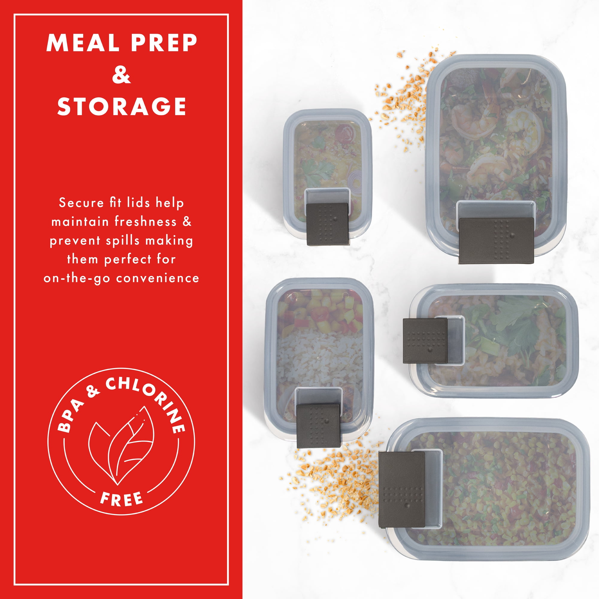 Emeril Lagasse Short and Tall Plastic Rectangular Food Storage Set, 9pc Set