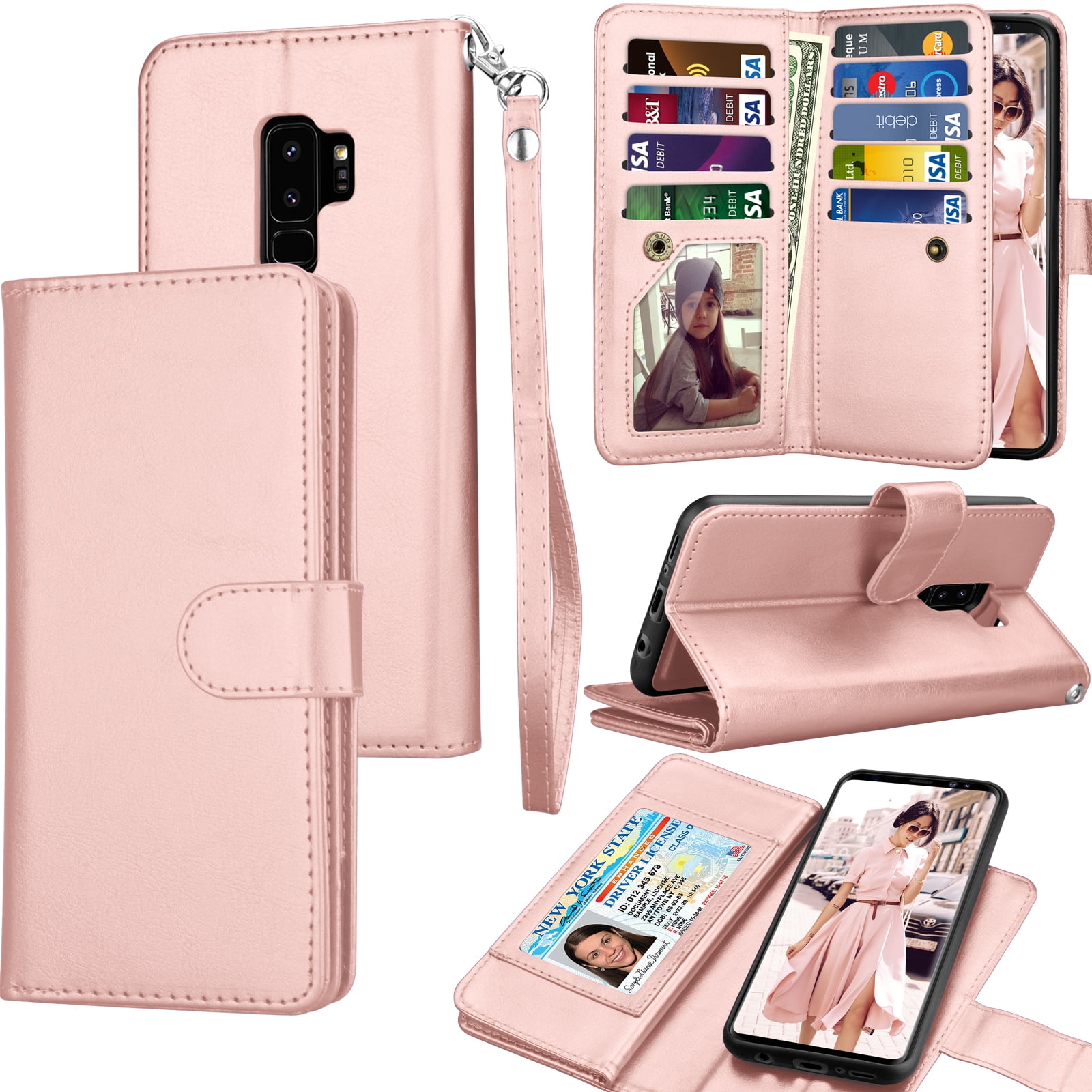 Extra-Shockproof smile Wallet Case for Samsung Galaxy S9 plus Leather Cover Compatible with Samsung Galaxy S9 plus 