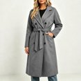 thumbnail image 5 of Enjoytime Trench Coat Women Lapel Double Breasted Long Overcoat with Belt Long Sleeve Trendy Casual Fashion Fall Winter Outerwear, 5 of 7