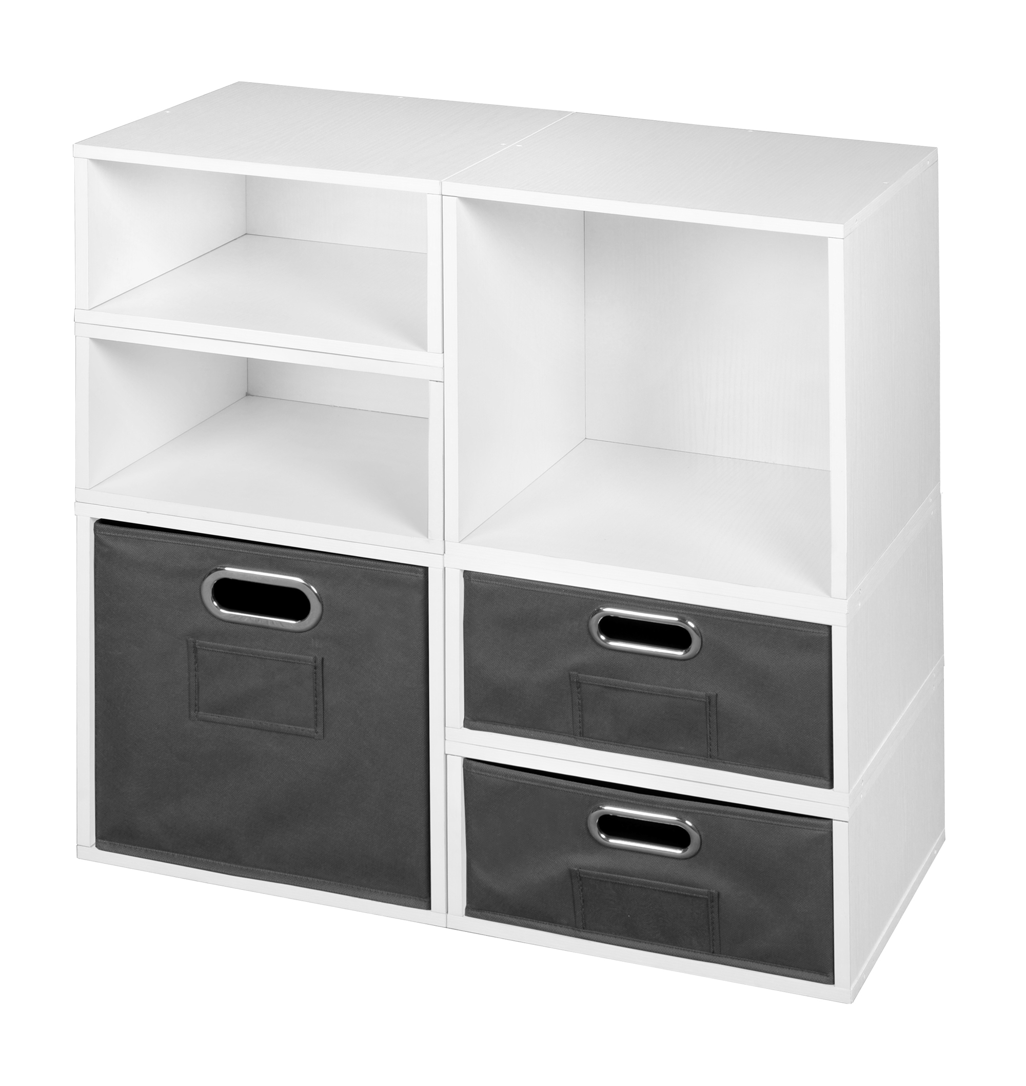 Niche Cubo Storage Set- 2 Full Cubes/4 Half Cubes with Foldable Storage Bins- White Wood Grain/Grey - image 3 of 8