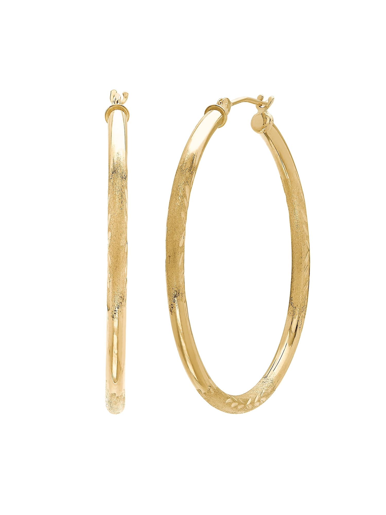 Brilliance Fine Jewelry 10K Yellow Gold 2.3MM x 37MM Hollow Round Hoop Earrings