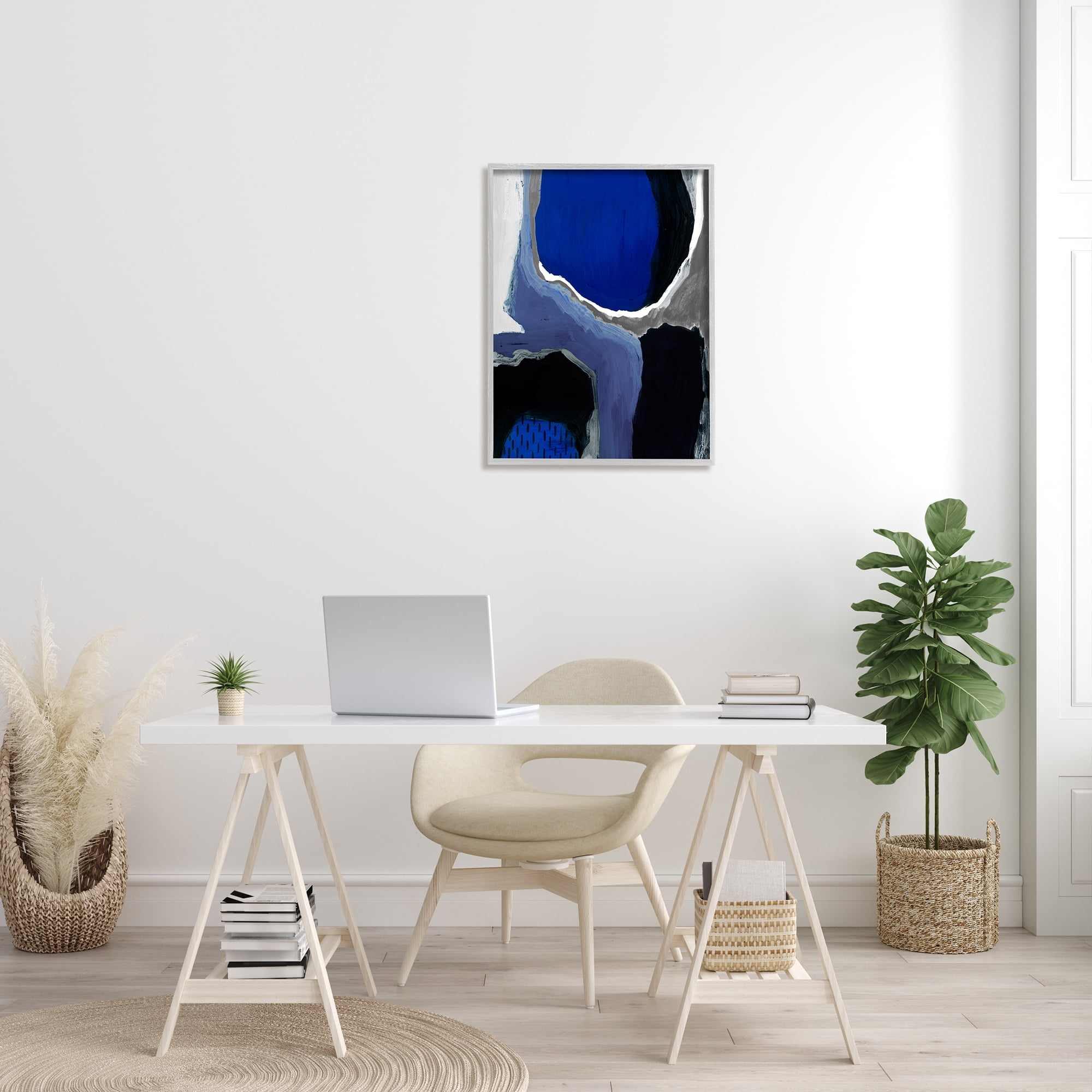Stupell Industries Abstract Masculine Cobalt Blue Grey Black Design, 24 x 30,Design by Studio W