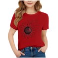 thumbnail image 2 of SGFCWSX Girls Short Sleeve T-Shirt, Kids Crewneck Regular Fit Graphic Casual Tops Red Size 3-4 Years, 2 of 4