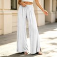 thumbnail image 6 of BRELIL Women's Wide Leg Elastic Waist Pants with Pockets Casual Loose Lounge Pants Solid Long Trousers Vacation Travel Outfits, White M, 6 of 6