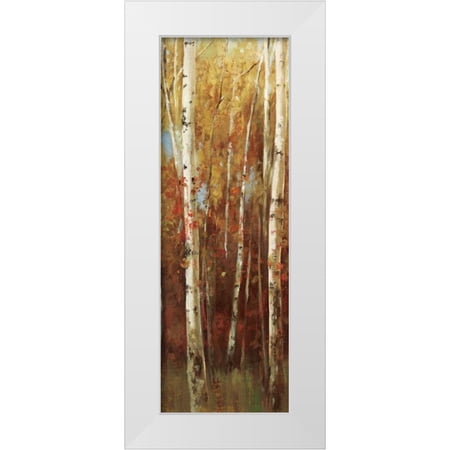 K Ella 9x18 White Modern Wood Framed Museum Art Print Titled - Birch Forest II
