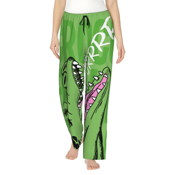 Fotbe CROCODILE HEAD Pantalones de Pijama para Mujer, Pantalones de Dormir, Pantalones Pj con Cordón y Bolsillos-Medium