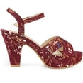 thumbnail image 6 of DARING DIVA Women's Floral Print Platform Block Heels SandalsBurgundy 8.5, 6 of 6