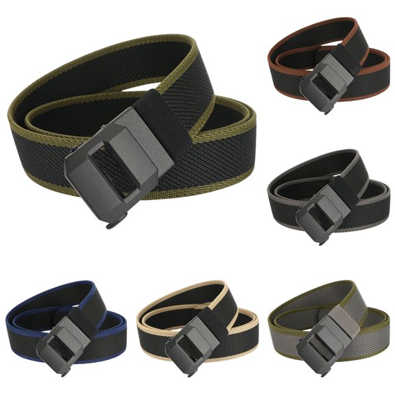 Belt Men’s Elastic Waistband Business Casual Nylon Peplum Belt Automatic Buckle for Attire