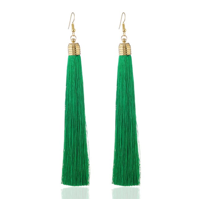 Sonducket Borla Pendientes Candelabro Bohemio Cuerda larga Joyería exagerada Oreja Cuelga Flecos Día de San Valentín Niñas Par de aretes Ropa, zapatos y accesorios Miscelánea Verde Sonducket AP010294-03